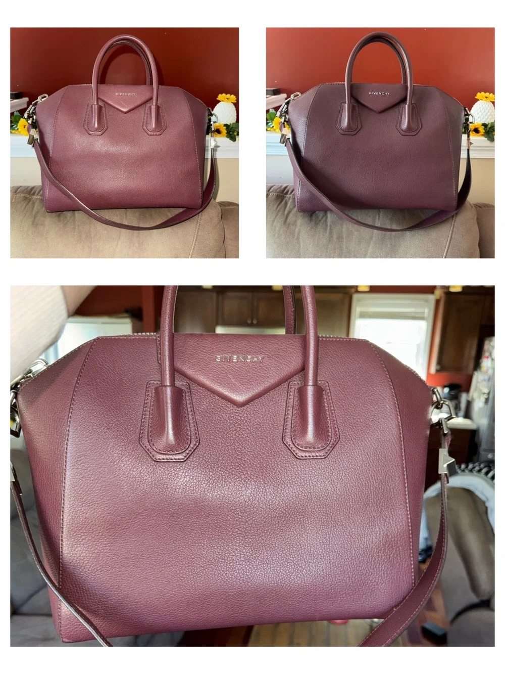 Givenchy Medium Antigona Bag in Oxblood Grained Leather